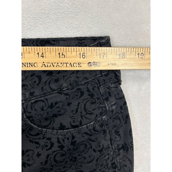 NYDJ Pants Womens 12 Black Velvet Flocked‎ Slim Straight USA - Picture 6 of 9